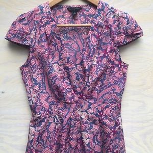 Banana republic snake print cap sleeve wrap shirt